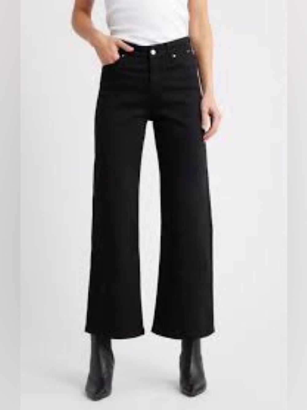 NWT Mavi Paloma Marine High Rise Wide Leg Black Denim Jeans Size 32